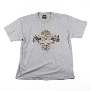 Harley Davidson Cancun Mexico T Shirt Mens XL Gray Skull Biker Graphic Tee